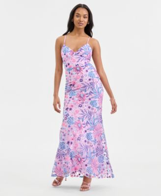 City Studios Juniors Floral-Sequinned Even PINKPURPLE 1112