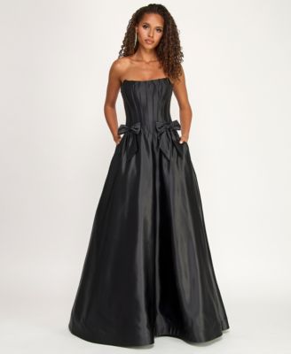 B Darlin Womens Bow Detail Strapless M Black 56