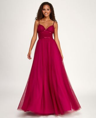 City Studios Womens Sweetheart Neck Long D Sangria 34