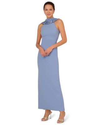 Adrianna Papell Womens Embellished Roll Neck French Blue 14