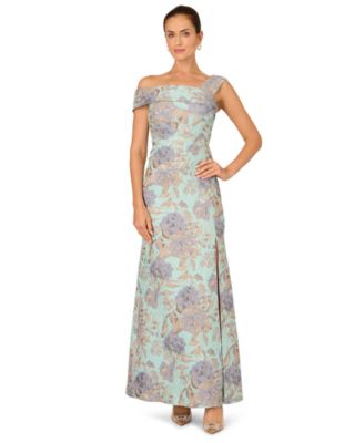 Adrianna Papell Womens Square Neck Floral Mer BlueMint Multi 8