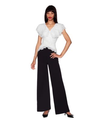 WHITE TIE by Shani Womens V-Neck Jumpsuit BlackIvory 10