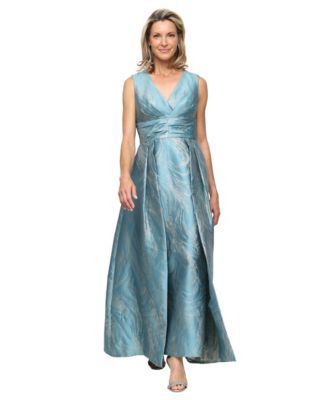 Alex Evenings Womens Sleeveless Column Ball Teal Gold 10