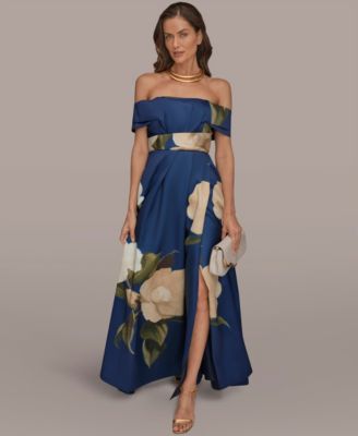 Donna Karan New York Womens Off-The-Shoulder Ball Ink Multi 8