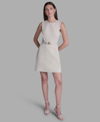 BCBG Womens Sleeveless Jacquard Be Parchment 12