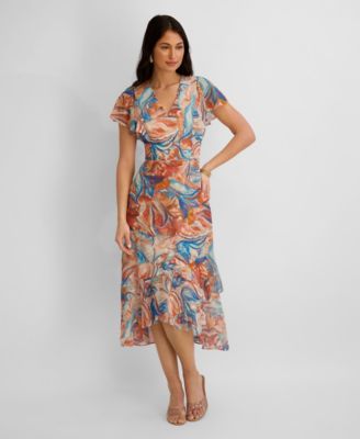Kensie Womens Printed Burnout Chiffo Navy Multi 2