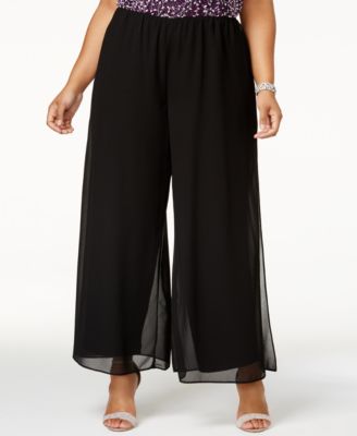 Alex Evenings Plus Size Straight-Leg Overlay Black 2X
