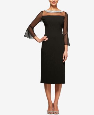 Alex Evenings Embellished Illusion Sheath Dr Black 16