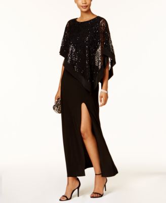 R M Richards Sequined Lace Cold-Shoulder Ca Black 18