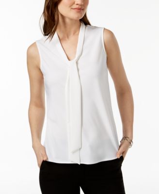 Kasper Tie-Neck Top Vanilla Ice S