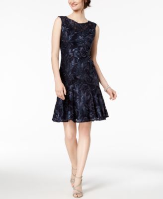adrianna papell navy sequin gown
