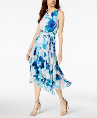 calvin klein blue floral dress