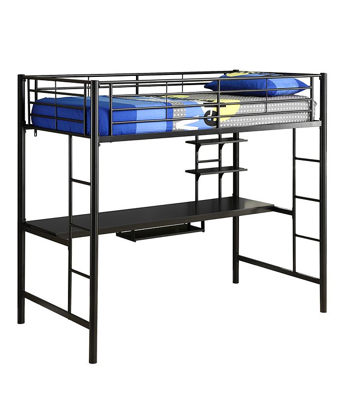 Walker Edison Premium Metal Twin Loft Bed With Wood Workstation Black Reviews Home Macy S