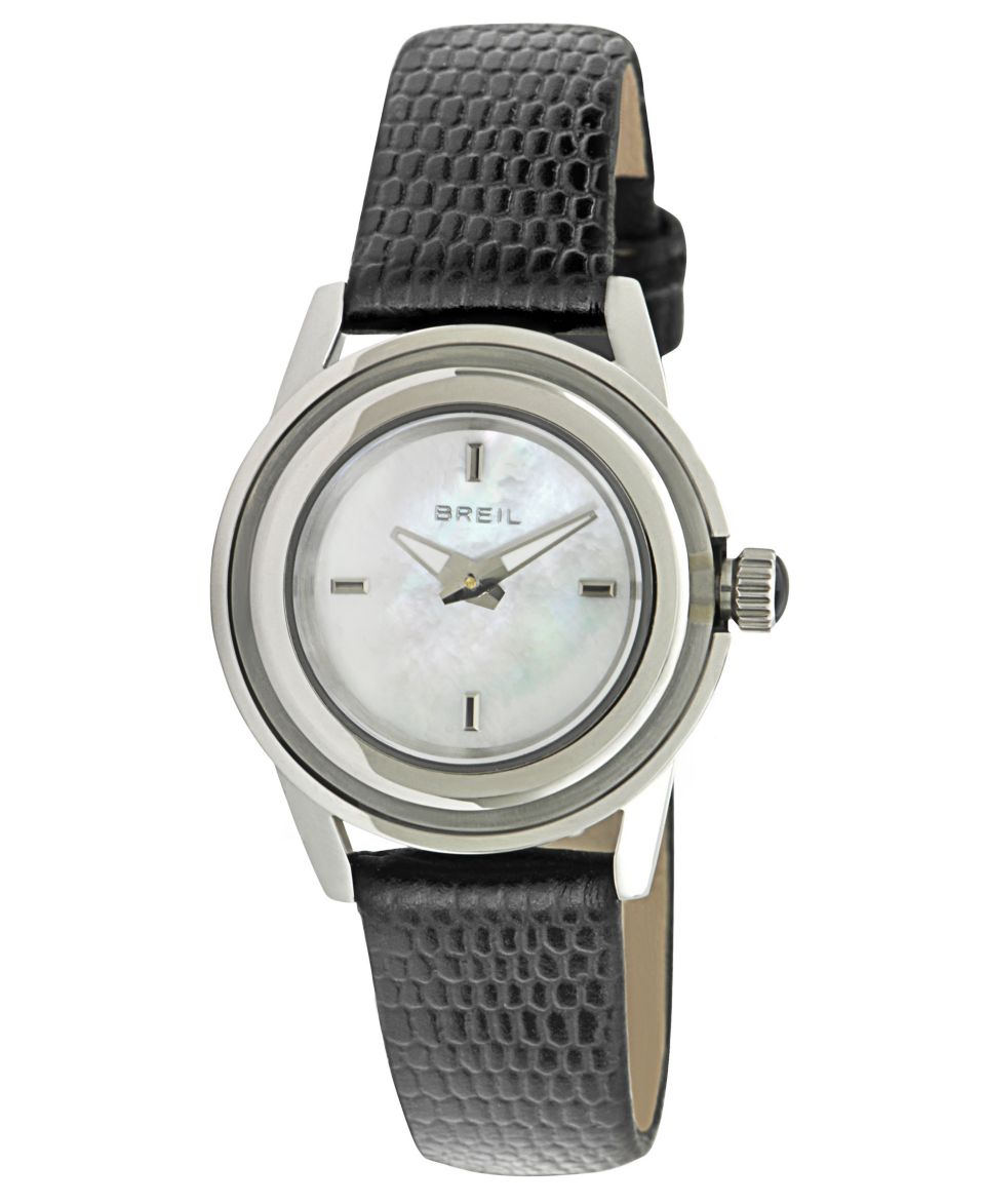 Breil Watch, Womens Black Lizard Embossed Leather Bracelet TW1009   Watches   Jewelry & Watches