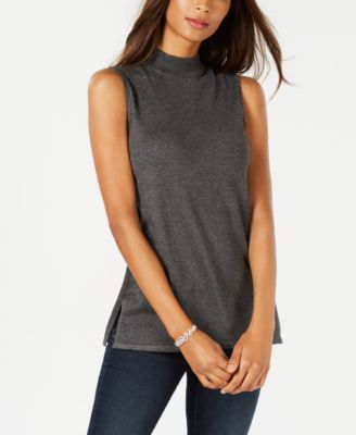 sleeveless mock turtleneck