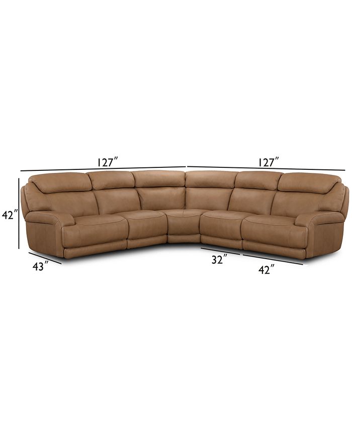Furniture Daventry 5Pc. Leather Sectional Sofa With 3