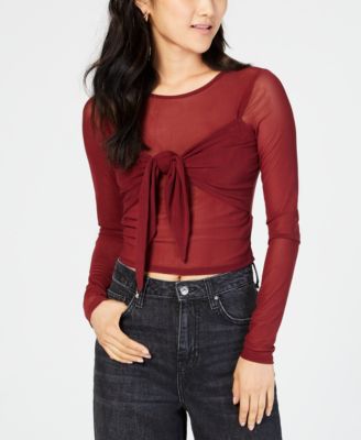 sheer tie front crop top