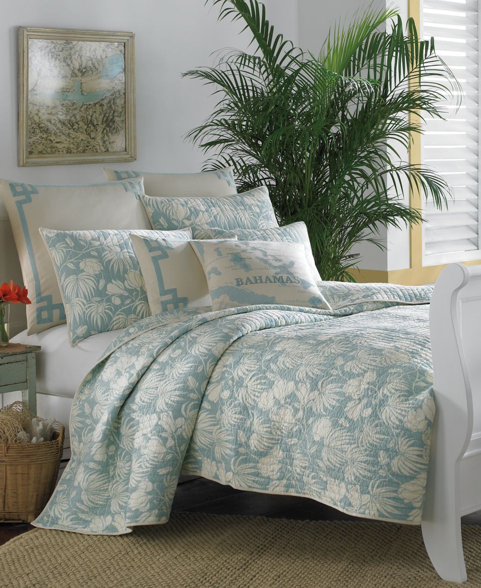 Tommy Bahama Home, Plantation Floral Aqua King Quilt