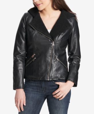 levis leather hooded jacket
