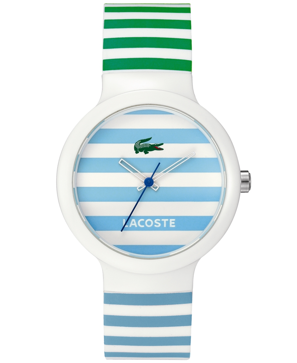 Lacoste Watch, Goa Blue and Green Stripe Silicone Strap 2010565