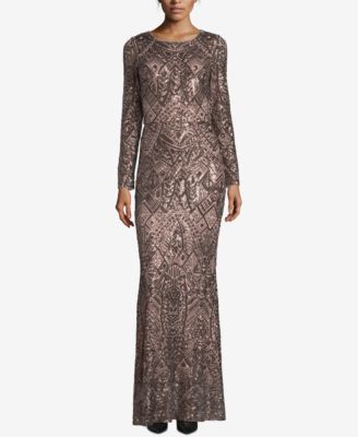 betsy and adam long sleeve gown
