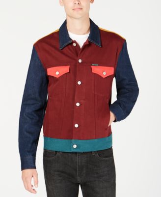 red calvin klein denim jacket