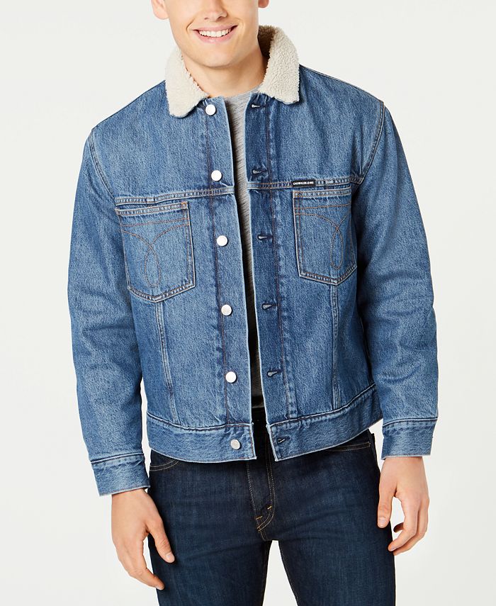 Calvin Klein Jeans Men's Sherpa Lined Denim Jacket & Reviews - Coats ...
