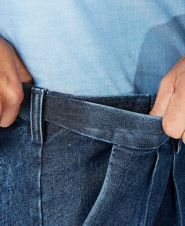 Haggar Men's Stretch Denim Classic-Fit Pleated Pants & Reviews - Pants ...