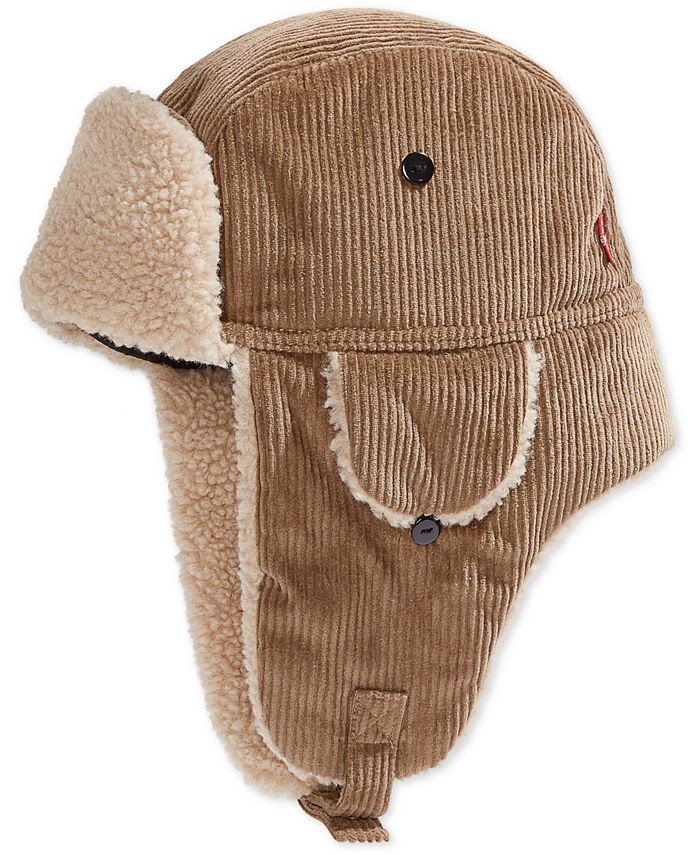 Levi's Men's FleeceLined Corduroy Trapper Hat & Reviews Hats, Gloves