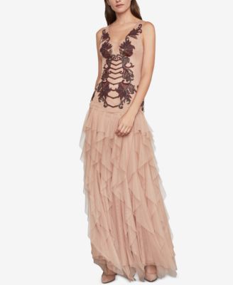 bcbgmaxazria embroidered tulle gown