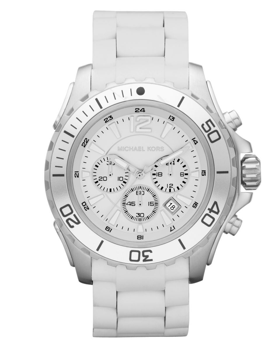 Michael Kors Watch, Mens Chronograph Drake White Silicone Wrapped