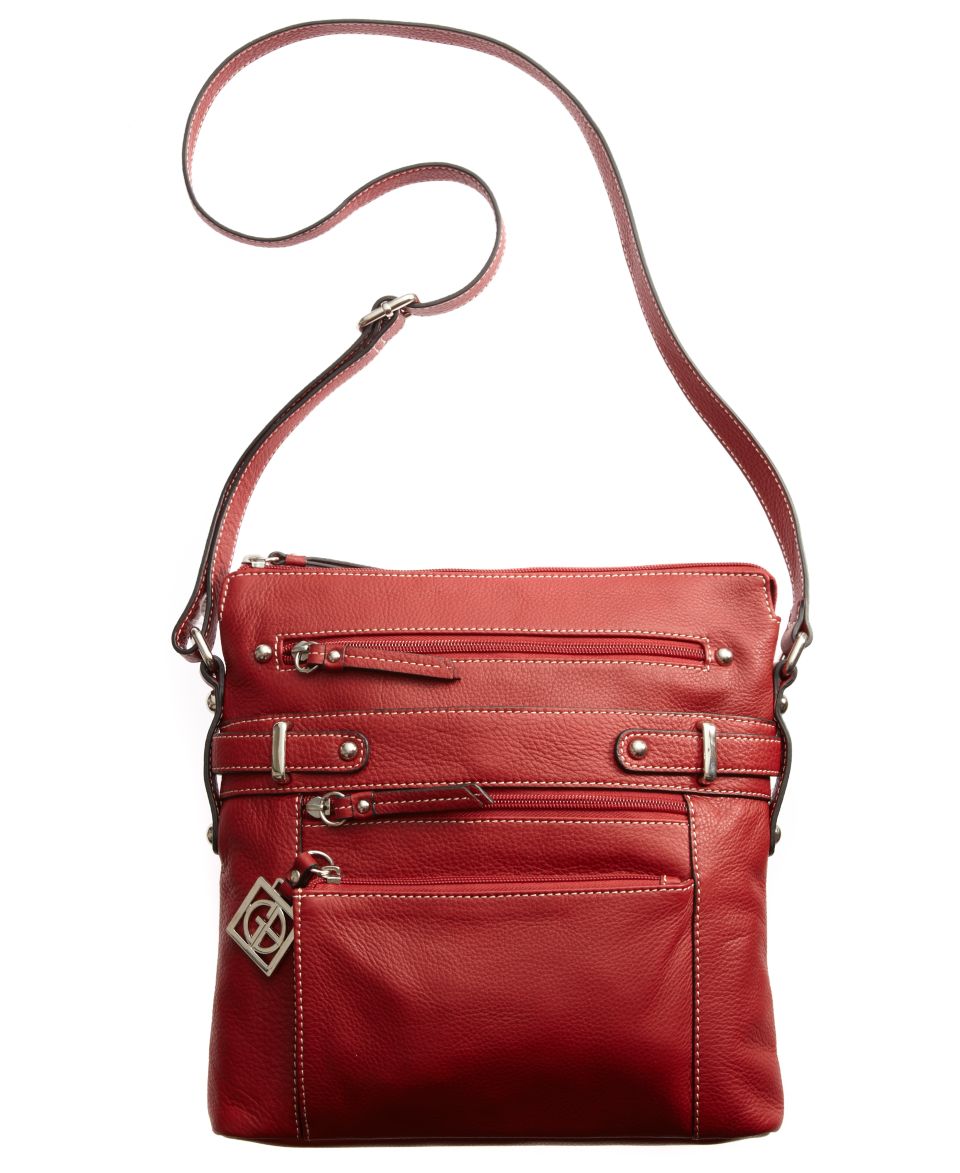 Giani Bernini Handbag, Pebble Leather Multi Zip Pocket Crossbody Bag