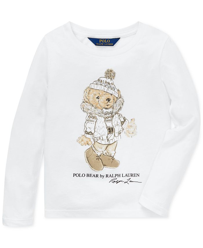 Polo Ralph Lauren Toddler Girls Holiday Bear Long-Sleeve Cotton T-Shirt ...
