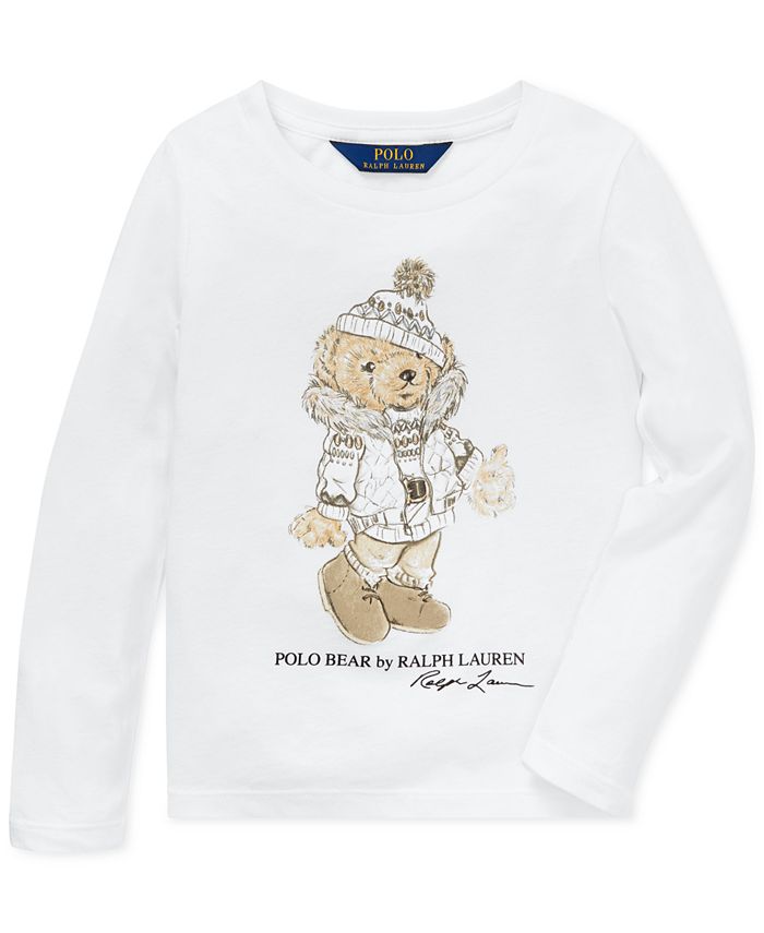 Polo Ralph Lauren Toddler Girls Holiday Bear LongSleeve Cotton TShirt