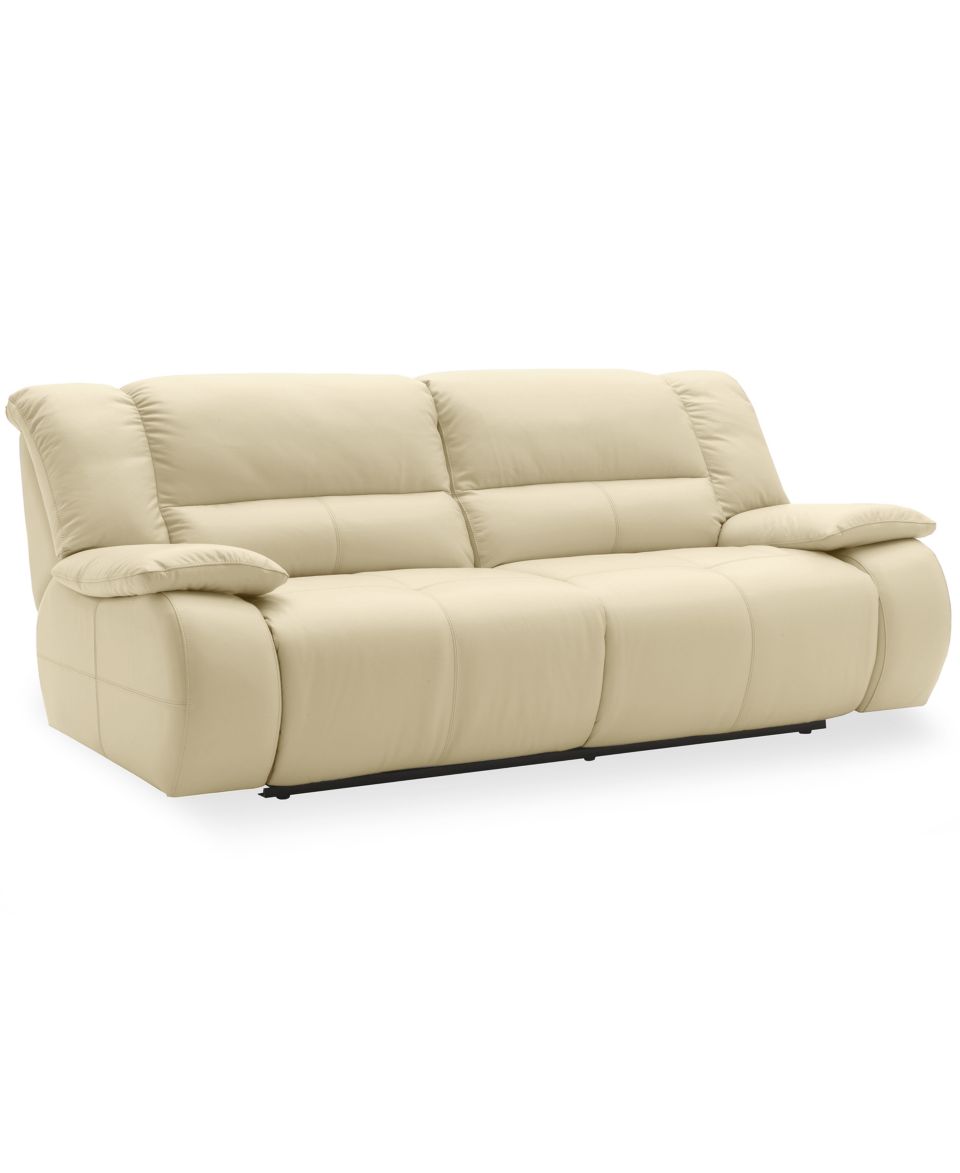 Leather Reclining Sofa, Double Power Recliner 86W x 43D x 39H