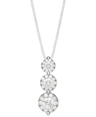 3 stone drop diamond necklace