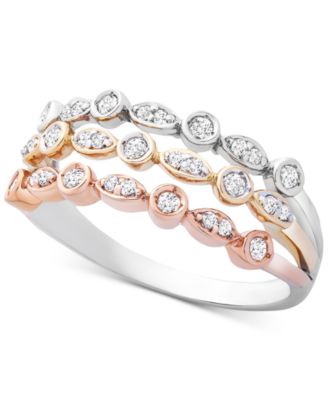 tri color diamond engagement rings