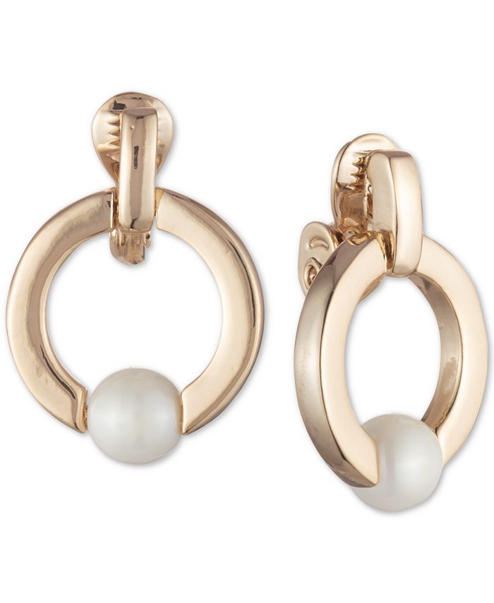 Lauren Ralph Lauren GoldTone Imitation Pearl ClipOn Drop Hoop