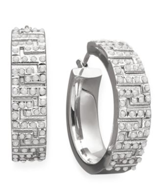 Серьги-кольца Diamond Fascination «греческий ключ» с бриллиантами, серебро