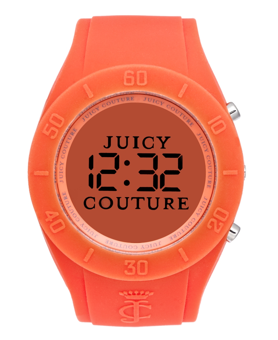Juicy Couture Watch, Womens Digital Sport Couture Orange Rubber Strap
