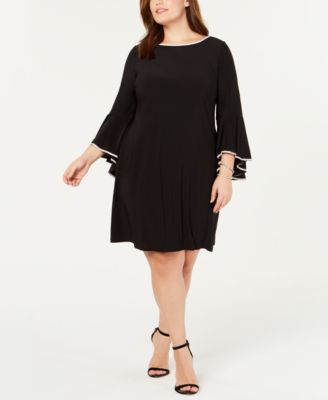 plus size black dress with bell sleeves