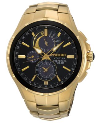 Seiko Men's Solar Chronograph Coutura Gold-Tone Stainless Steel ...