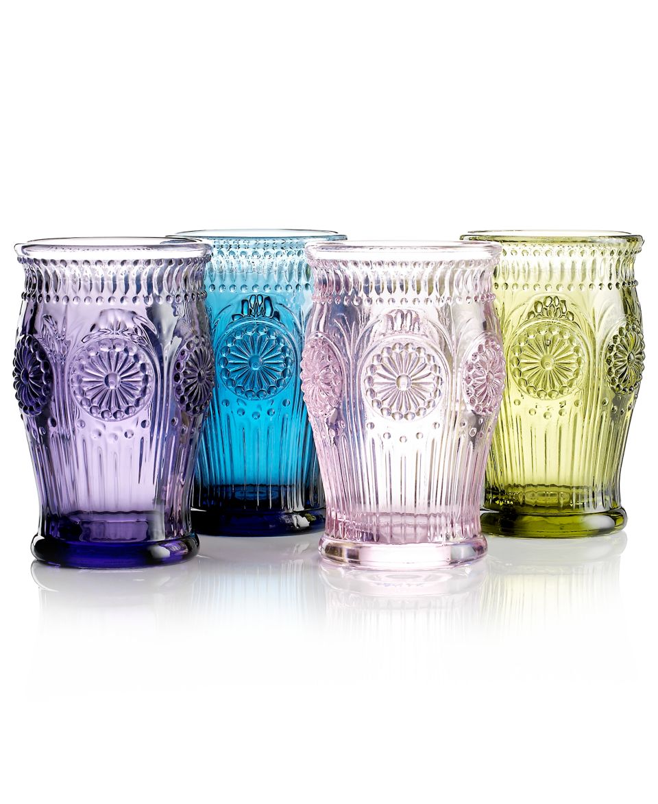 Godinger Drinkware, Set of 4 Modern Vintage Florentine Assorted Iced