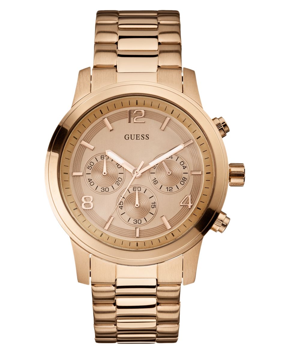 GUESS Watch, Mens Diamond Accent Rose Gold Tone Stainless Steel