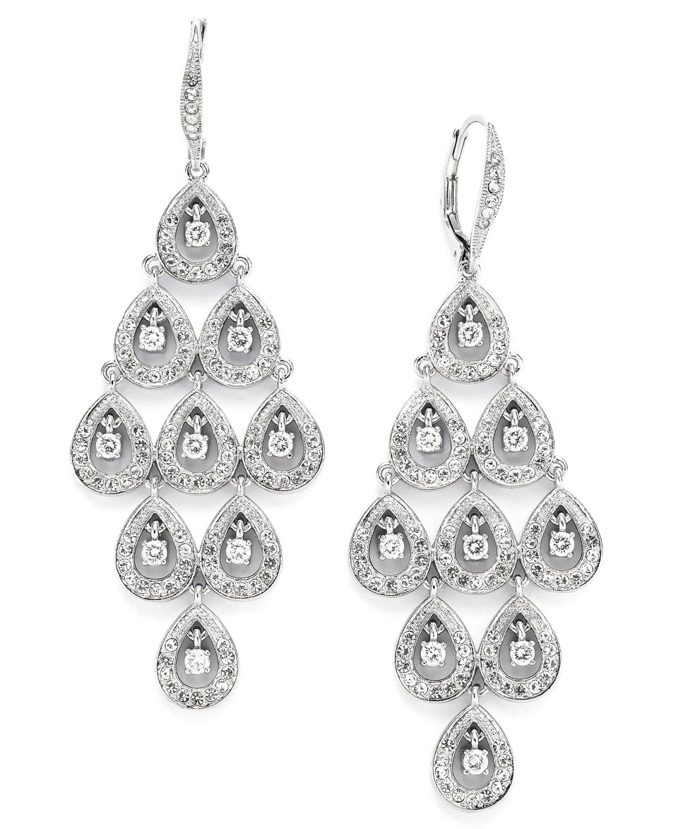 CRISLU Earrings, Platinum over Sterling Silver Cubic Zirconia Drop