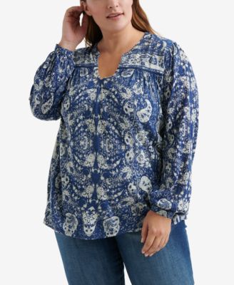 Lucky Brand Plus Size Printed Peasant 