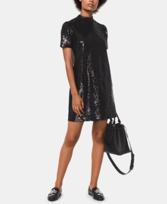 black sparkly shirt dress