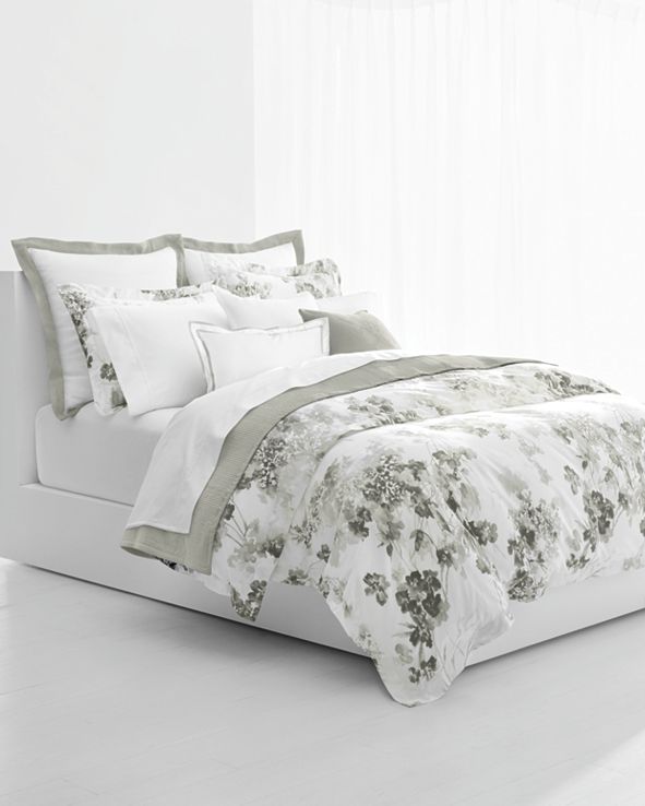 Lauren Ralph Lauren Flora Grey 3Pc. Cotton Full/Queen Comforter Set & Reviews Comforters