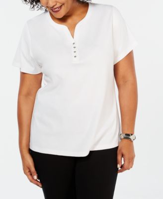 macys plus size white blouses