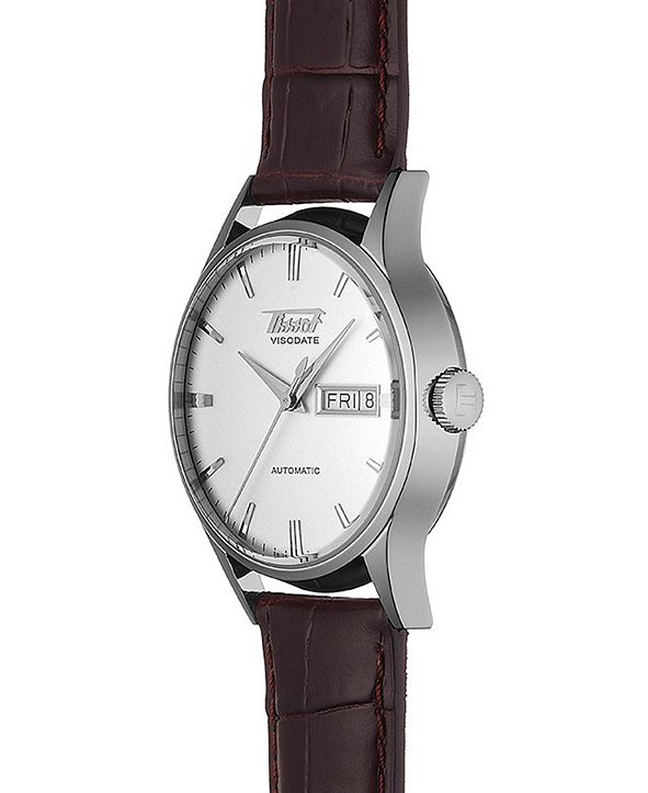Tissot Men's Swiss Automatic Heritage Visodate Brown Leather Strap